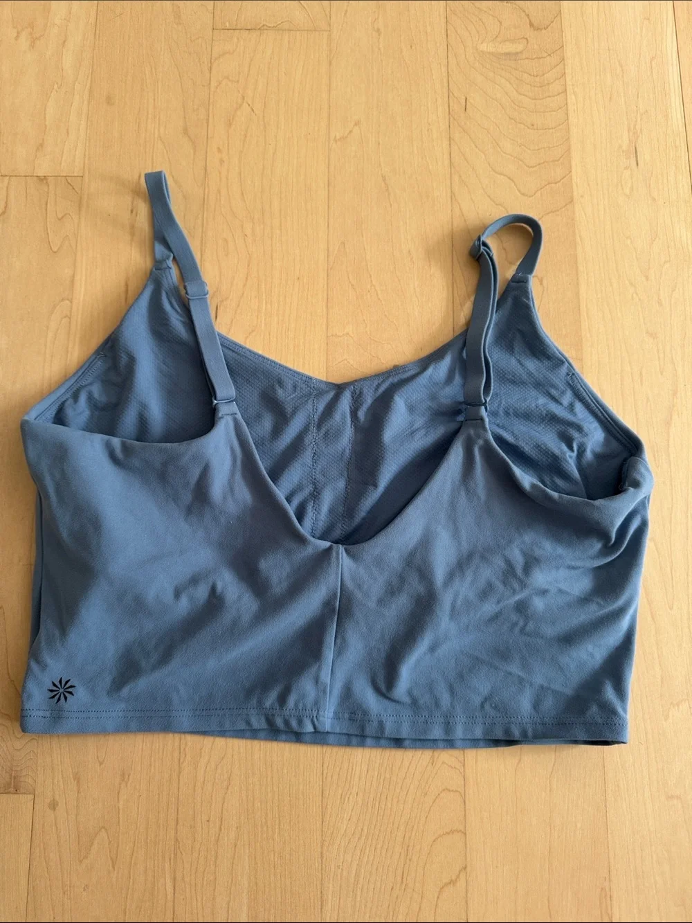 Blue Women's Cropped Tank Top — built in bra and V-Neck Spaghetti-Strap